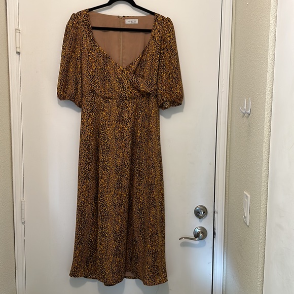 WAYF Leopard Faux Wrap Midi Dress - Picture 5 of 8